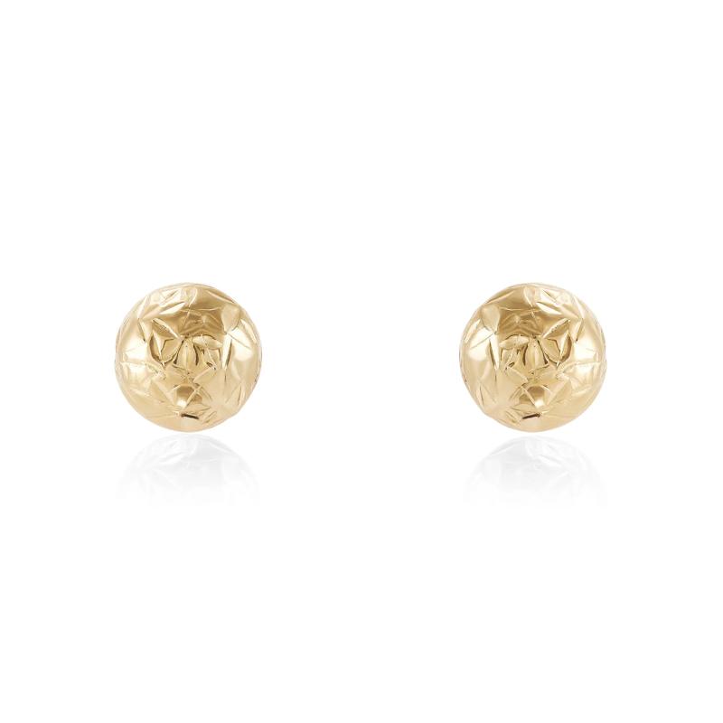 Diamond-Cut Ball Stud Earring in 14K Yellow Gold, 6MM – Image 2 of 2
