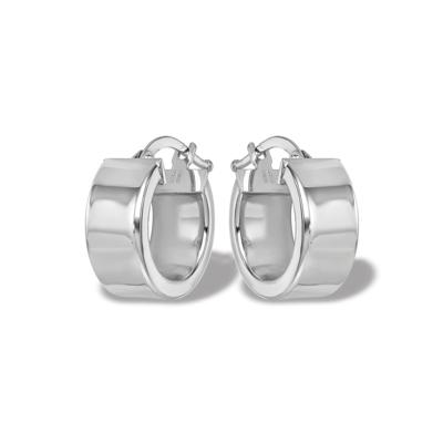 Square Tubing Hoop Earrings in 14K White Gold, 14x14mm