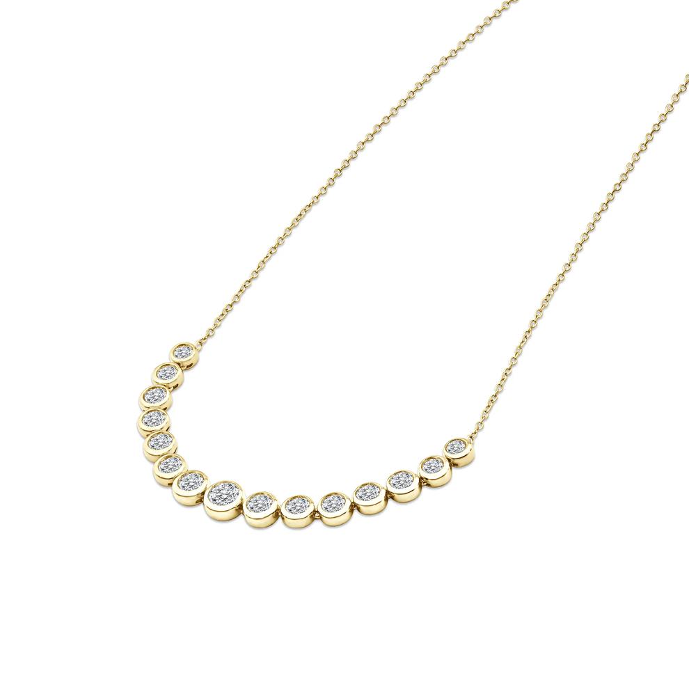 Lab Grown Diamond Graduated Bezel Front Necklace in 14K Yellow Gold (3 ct. tw.) – Image 3 of 4