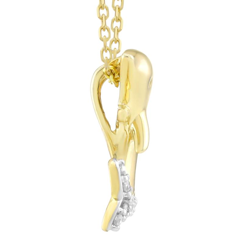 Diamond Accent Dolphin Pendant in 10K Yellow Gold – Image 2 of 3