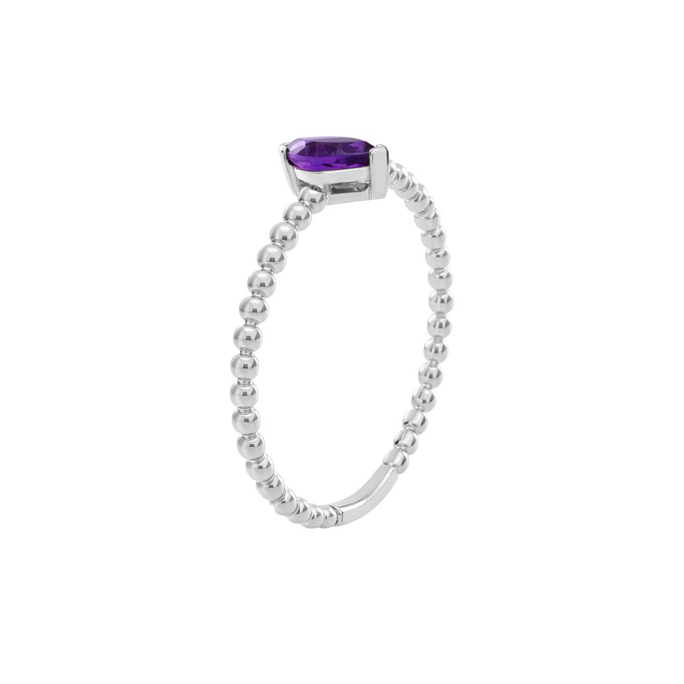 Purple Amethyst Beaded Shank Ring in Sterling Silver – Image 3 of 4