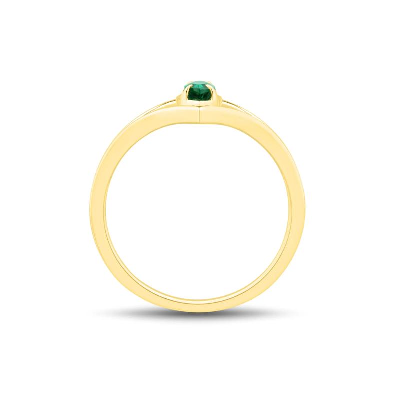Lab-Created Emerald Marquise-Cut Ring in Vermeil – Image 2 of 4