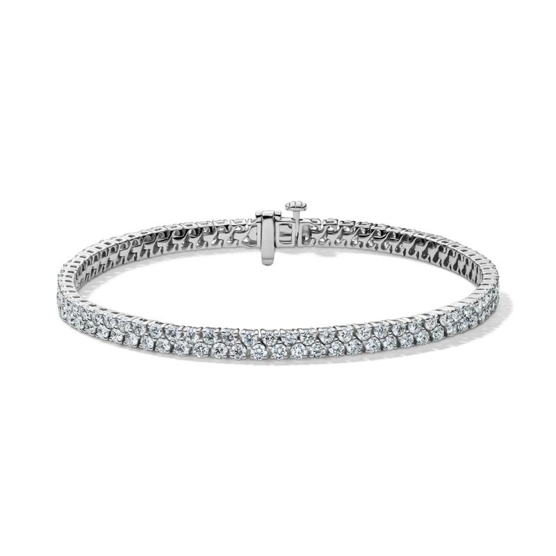 Lab Grown Diamond Double Row Tennis Bracelet in 14K Gold – Image 1 of 2