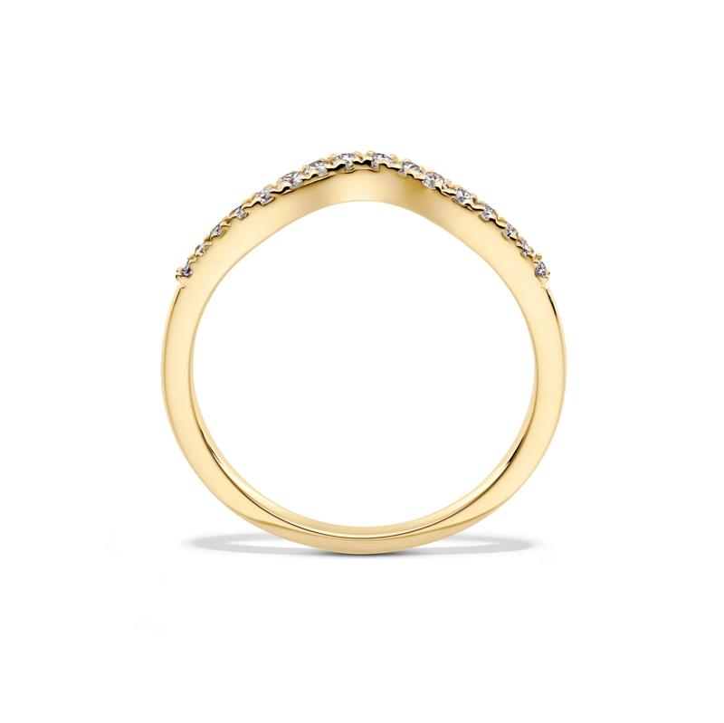 Diamond Contour Wedding Band in 14K Yellow Gold &#40;1/7 ct. tw.&#41; – Image 2 of 4