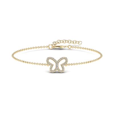 Diamond Butterfly Bracelet in 10K Yellow Gold (1/10 ct. tw.)