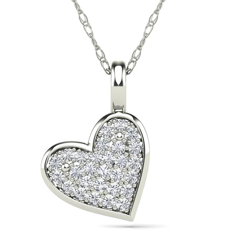 Diamond Accent Heart Pendant in 14K White Gold – Image 1 of 4