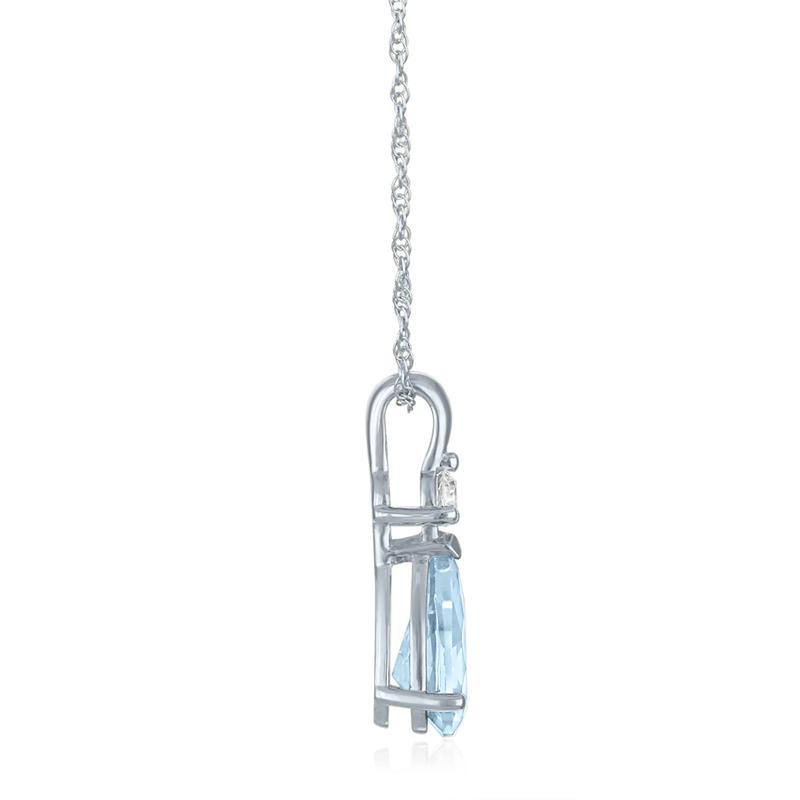 Aquamarine and Lab-Created White Sapphire Pendant in 10K White Gold – Image 2 of 3