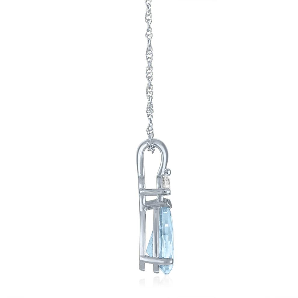 Aquamarine and Lab-Created White Sapphire Pendant in 10K White Gold – Image 2 of 3