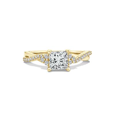 Lab Grown Diamond Princess-Cut Center Engagement Ring in 10K Yellow Gold (1 1/4 ct. tw.)