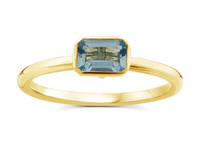 Aquamarine Bezel Fashion Ring in 10K Yellow Gold