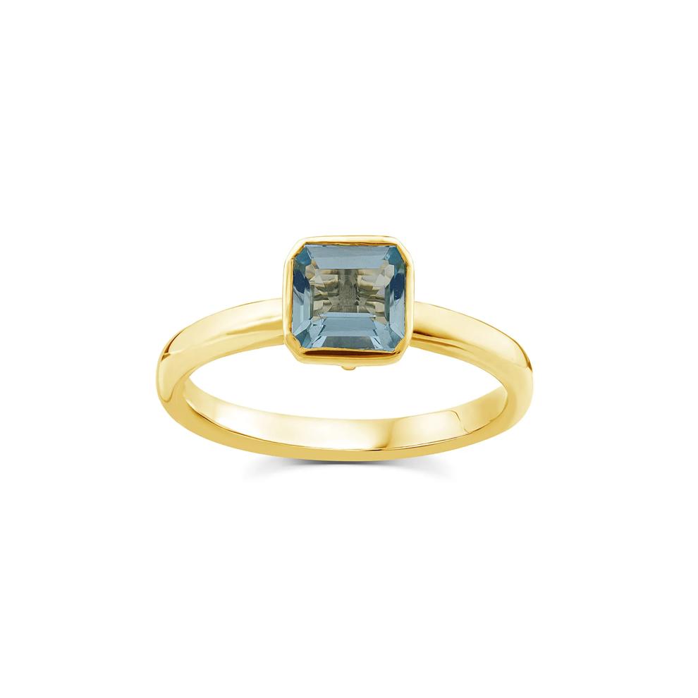 Aquamarine Bezel Fashion Ring in 10K Yellow Gold – Image 1 of 3