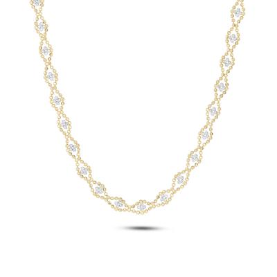 Beaded Diamond Shape Chain in 10K Yellow & White Gold, 18"