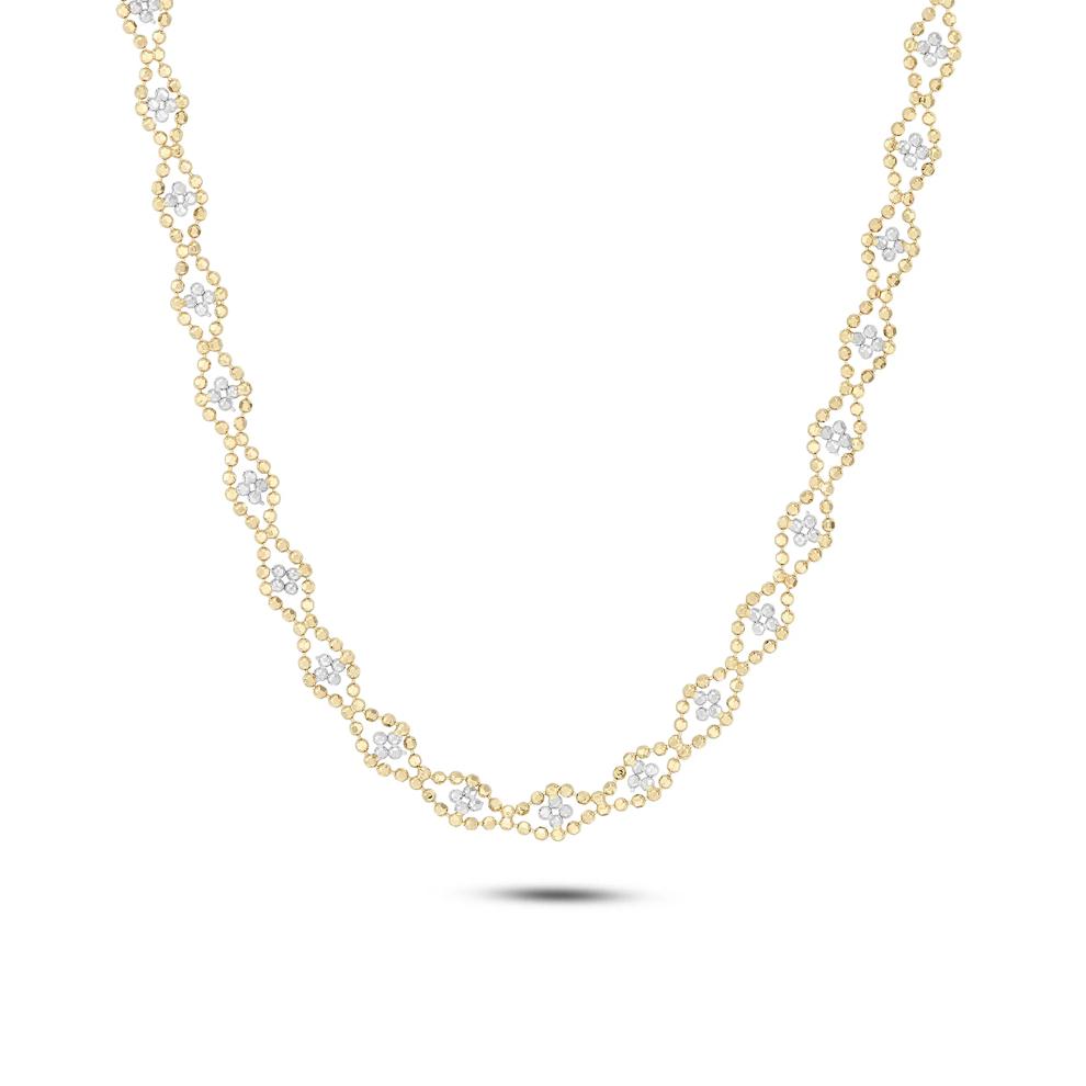 Beaded Diamond Shape Chain in 10K Yellow &amp; White Gold, 18" – Image 1 of 4