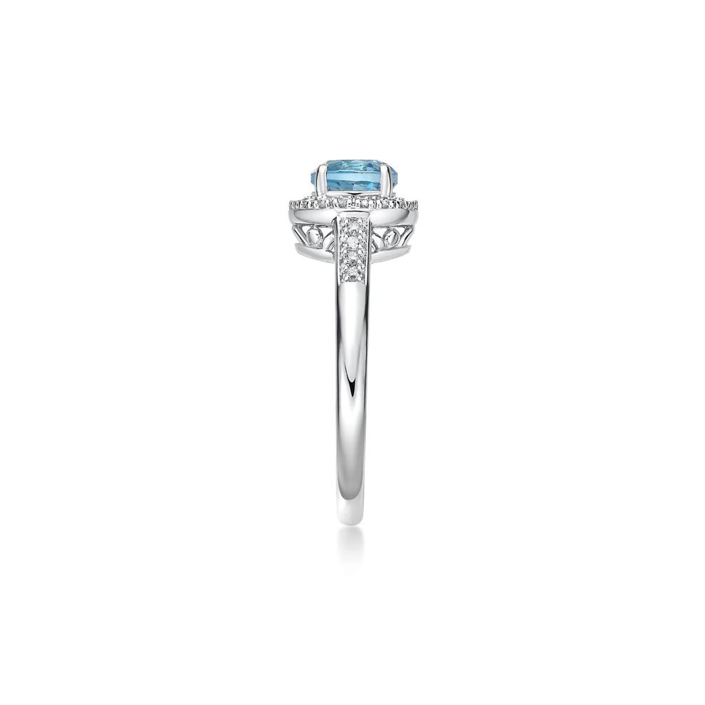 Swiss Blue Topaz &amp; 1/8 ct. tw. Diamond Ring in Sterling Silver – Image 3 of 4