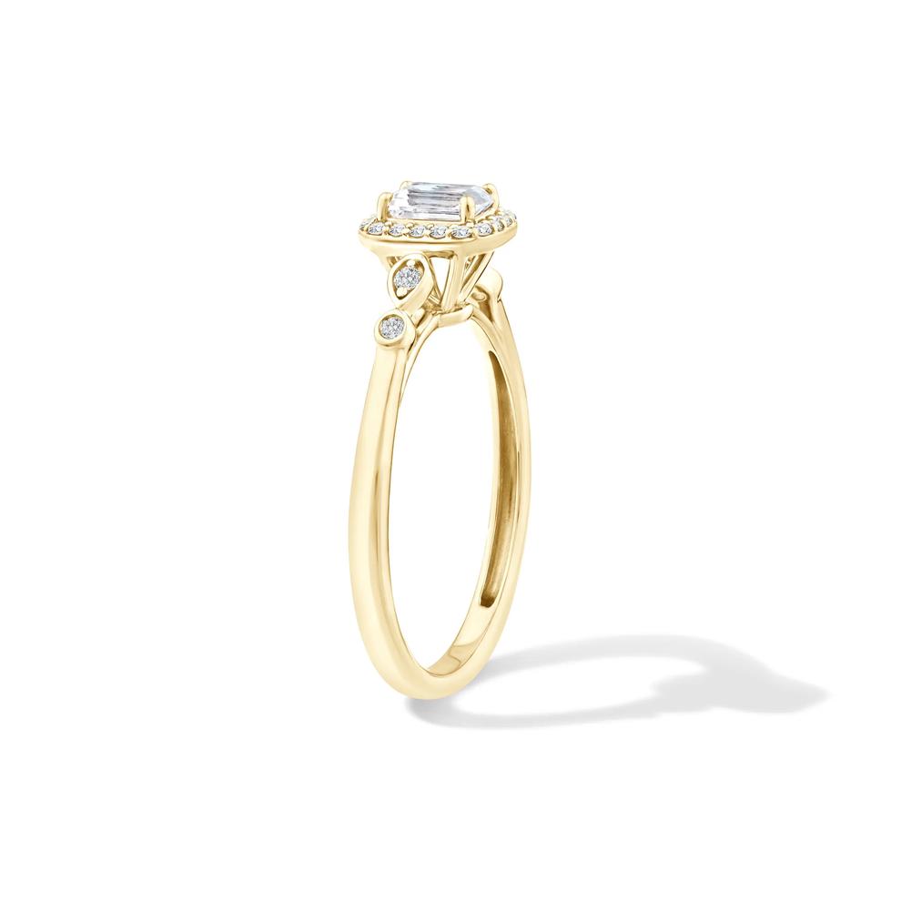 Lab Grown Diamond Emerald Center Promise Ring in 10K Yellow Gold (1/2 ct. tw.) – Image 3 of 4