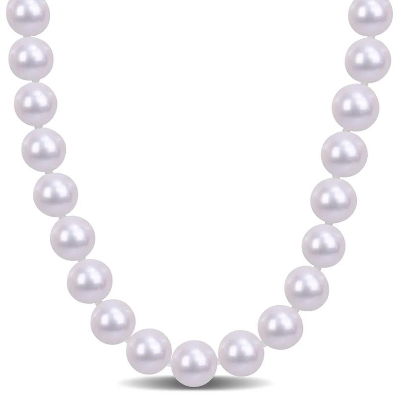 Cultured Freshwater Pearl Necklace in Sterling Silver, 9-10mm, 18&rdquo; – Image 1 of 4