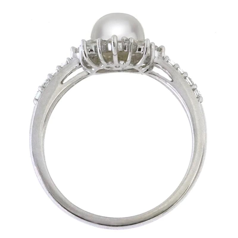 Freshwater Pearl &amp; Lab Created White Sapphire Pendant, Earrings &amp; Ring Boxed Set in Sterling Silver – Image 7 of 8