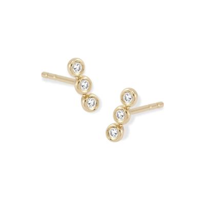 Diamond Accent Three-Stone Stud Earrings in 14K Yellow Gold