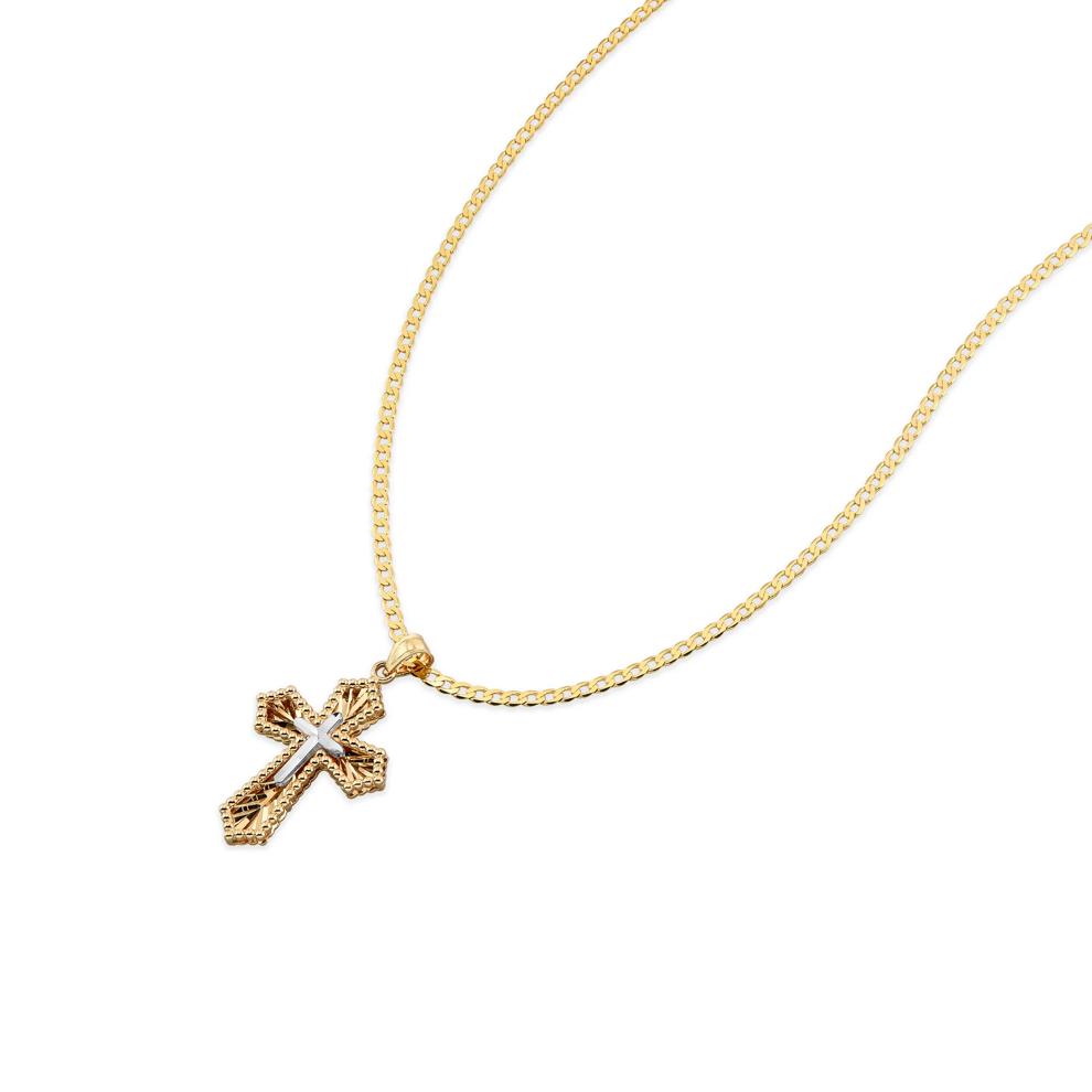 Cross Pendant Necklace in 10K Yellow Gold – Image 3 of 4