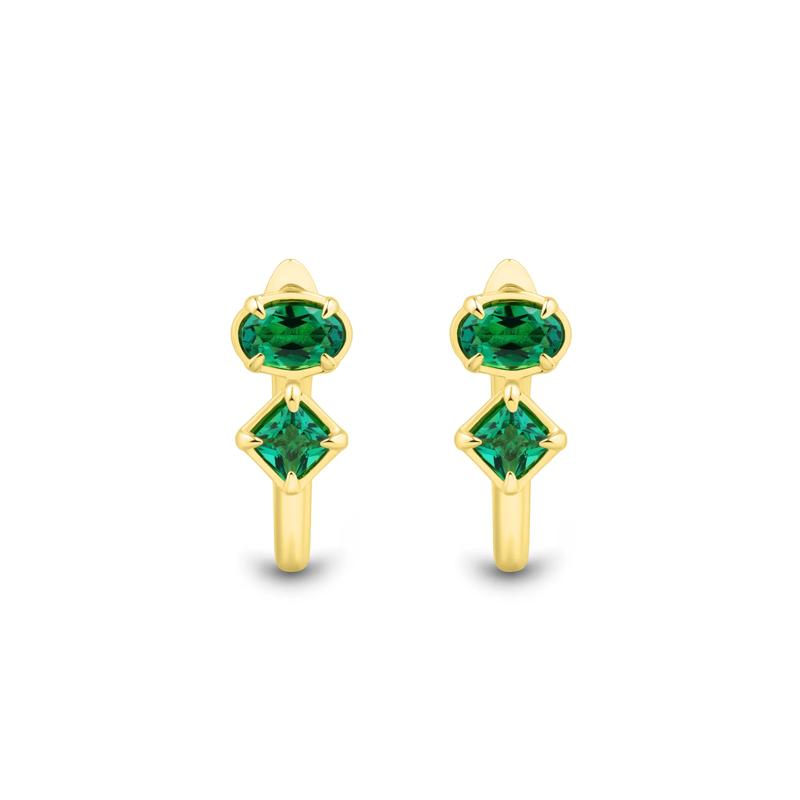 Lab-Created Emerald Lever-back Earrings in Vermeil – Image 2 of 2