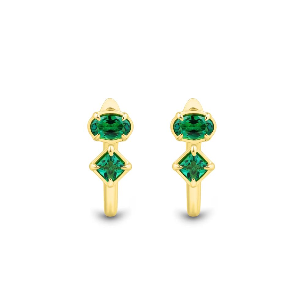 Lab-Created Emerald Lever-back Earrings in Vermeil – Image 2 of 2