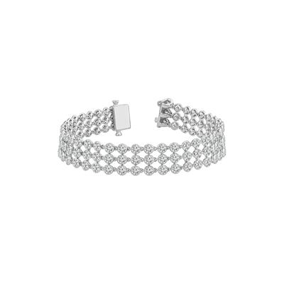 Lab Grown Diamond Round Three-Row Bracelet in 14K White Gold (12 ct. tw.)