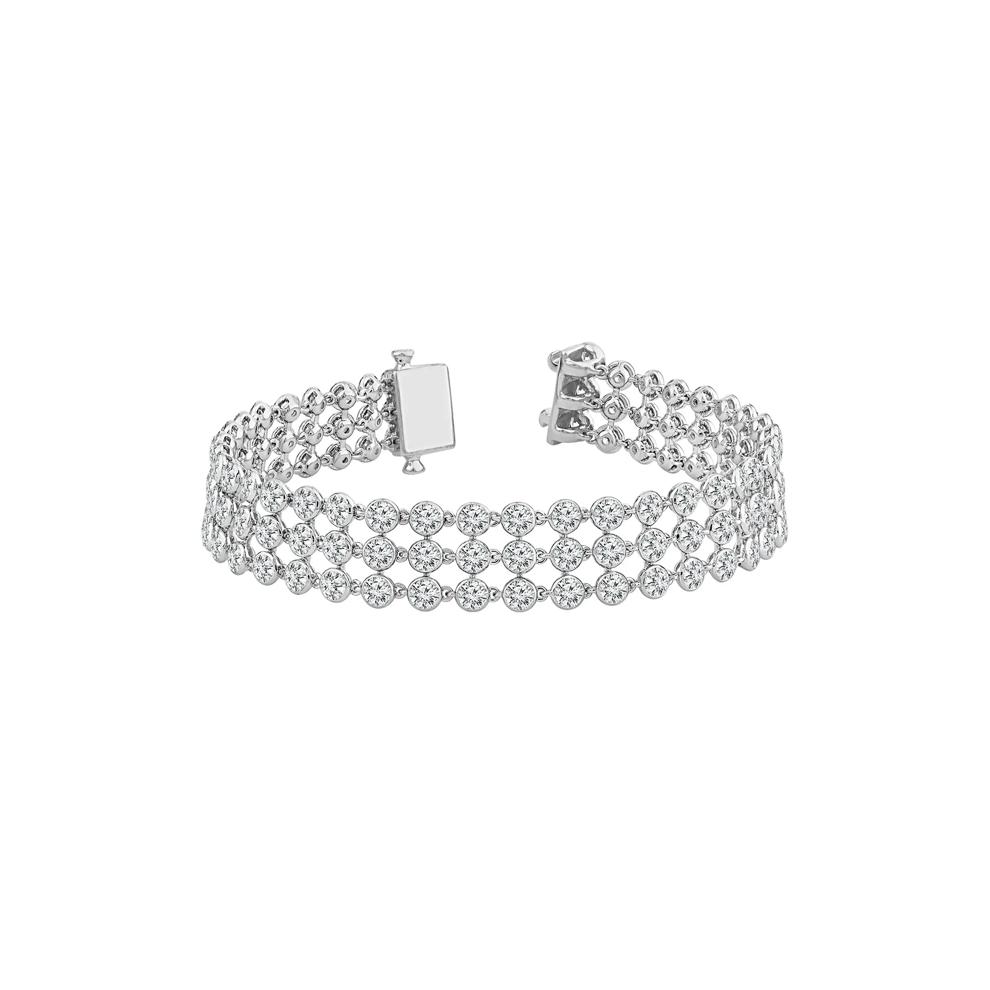 Lab Grown Diamond Round Three-Row Bracelet in 14K White Gold (12 ct. tw.) – Image 1 of 3