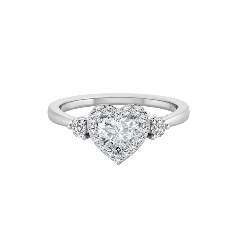 Lab Grown Diamond Heart Promise Ring in 10K White Gold &#40;1/2 ct. tw.&#41; – Image 1 of 3