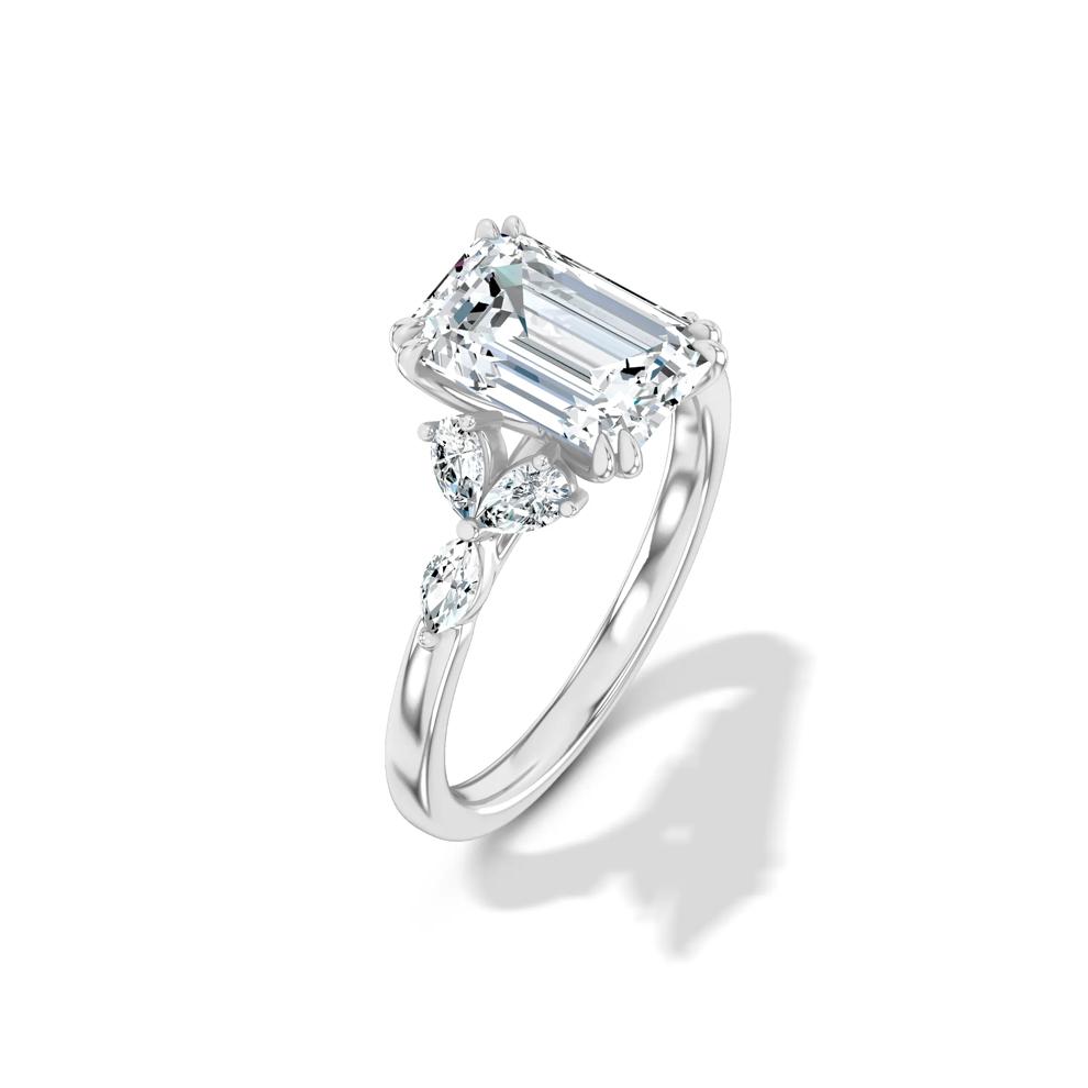 Lab Grown Diamond Emerald-Cut Center Engagement Ring in 14K White Gold (3 3/8 ct. tw.) – Image 4 of 4
