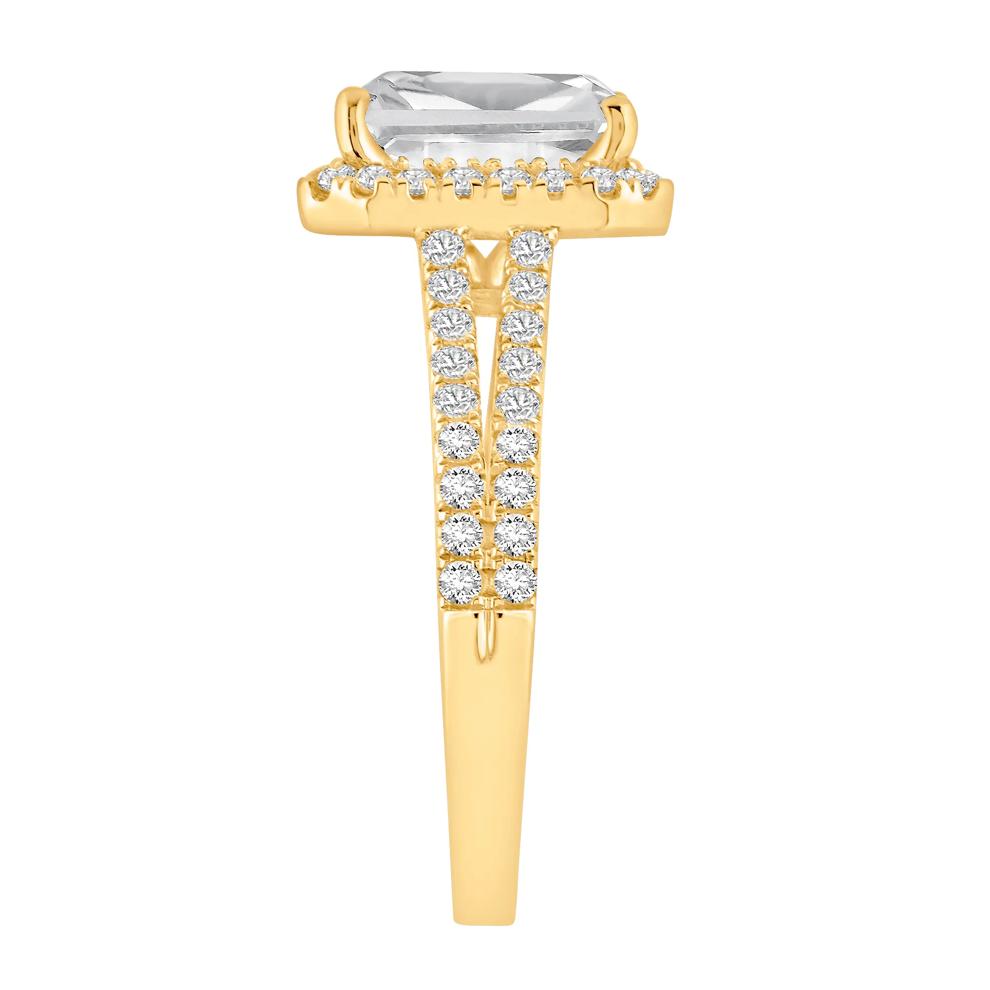 Lab Grown Diamond Radiant-Cut Halo Engagement Ring in 14K Yellow Gold (3 ct. tw.) – Image 3 of 4