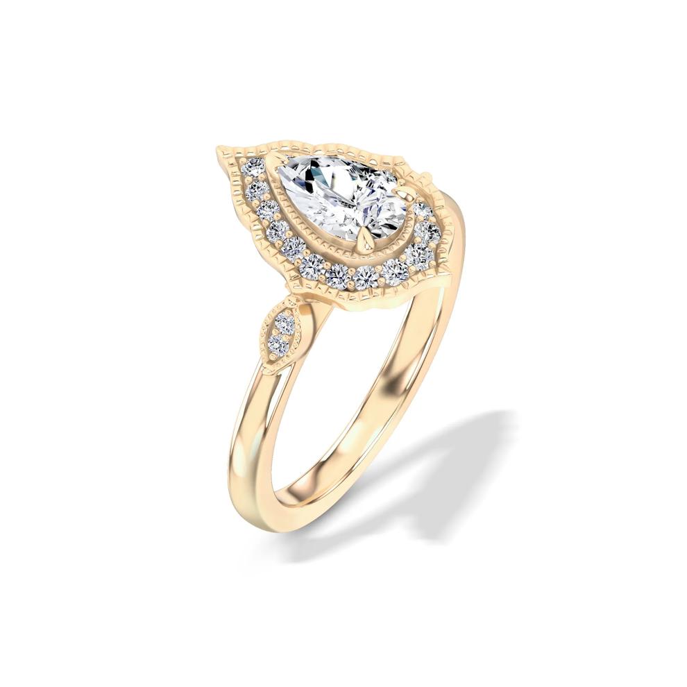 Diamond Pear-Shaped Halo Engagement Ring in 14K Yellow Gold (3/4 ct. tw.) – Image 4 of 4