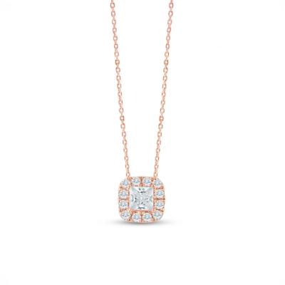 Lab Grown Diamond Halo Pendant in 14K Rose Gold (1/2 ct. tw.)