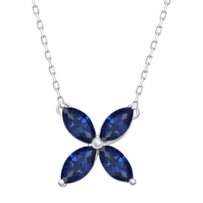 Marquise Blue Sapphire Pendant in 10K White Gold