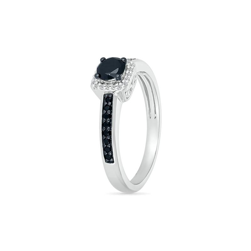 Black and White Diamond Halo Ring in 10K White Gold &#40;1/2 ct. tw.&#41; – Image 5 of 5
