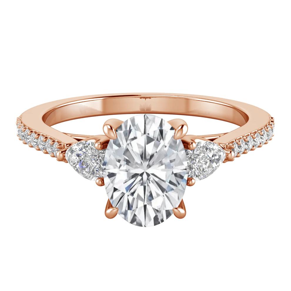 Lab Grown Diamond Three-Stone Engagement Ring in 10K Rose Gold (1 ct. tw.) – Image 1 of 3