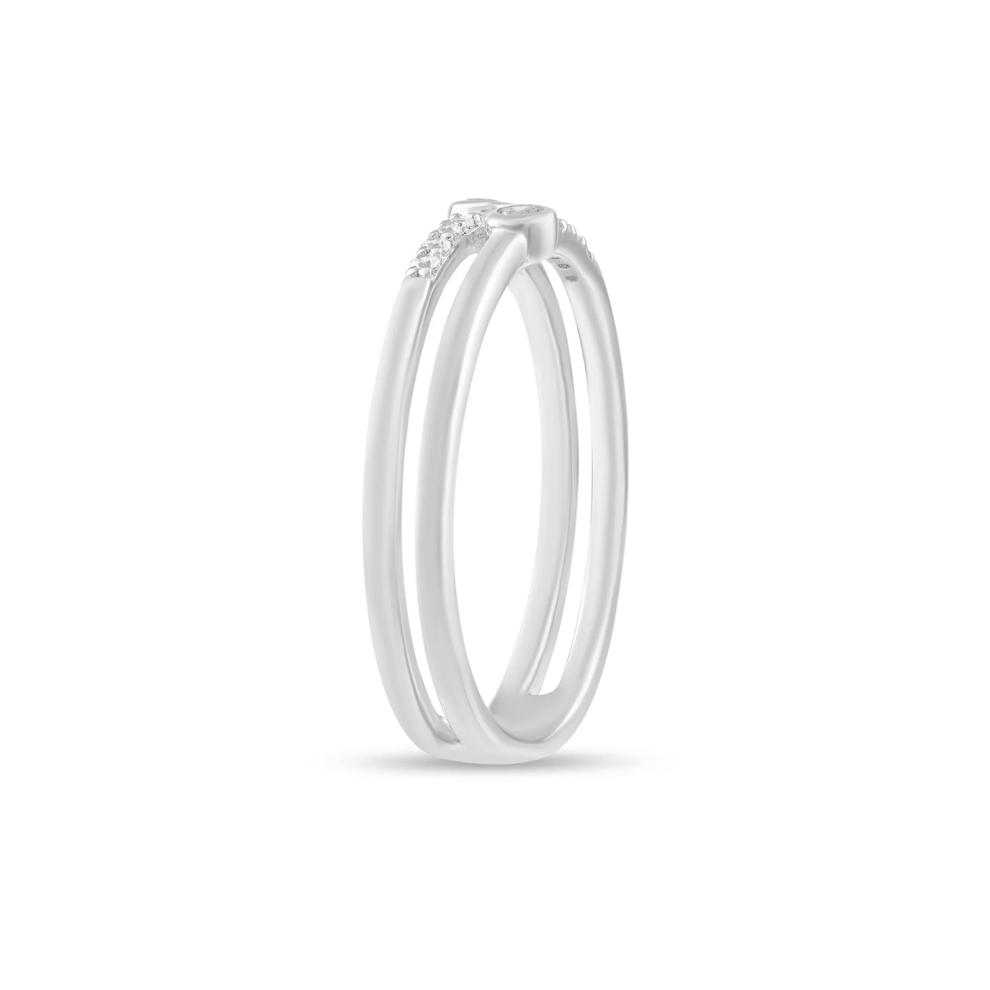 Diamond Double Row Ring in Sterling Silver (1/10 ct. tw.) – Image 4 of 4