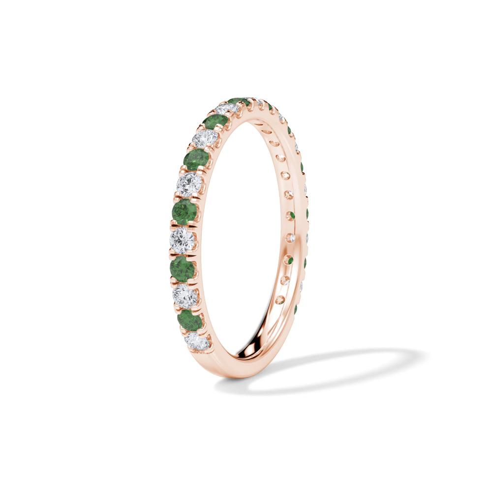 Lab Grown Diamond &amp; Lab-Created Emerald Anniversary Band in 14K Rose Gold (1/3 ct. tw.) – Image 3 of 4