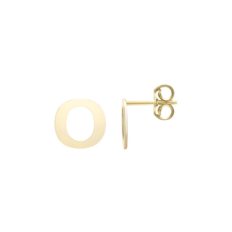 Initial Stud Earrings Letter &ldquo;O&rdquo; in 14K Yellow Gold – Image 1 of 1