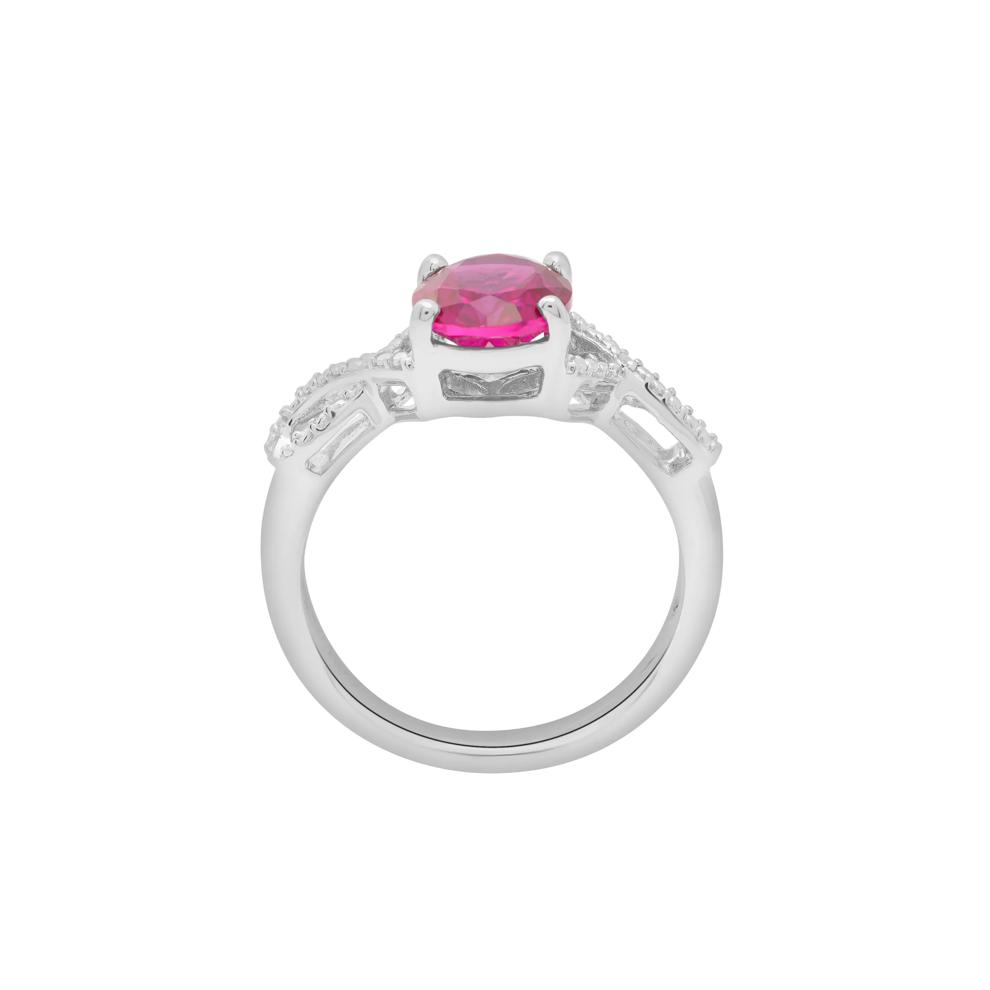 Lab-Created Ruby &amp; Diamond Accent Ring in Sterling Silver – Image 2 of 5