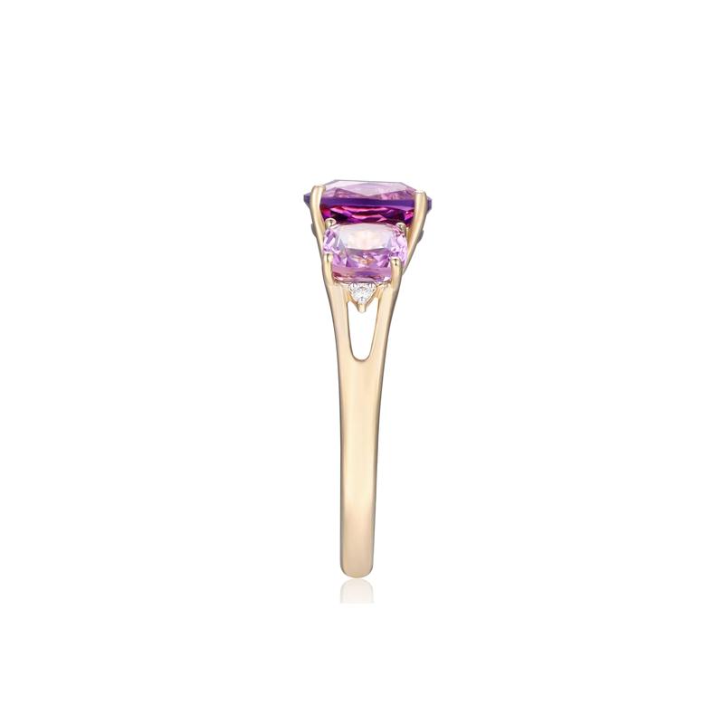Rose de France Amethyst and Diamond Ring in 10K Yellow Gold – Image 3 of 3