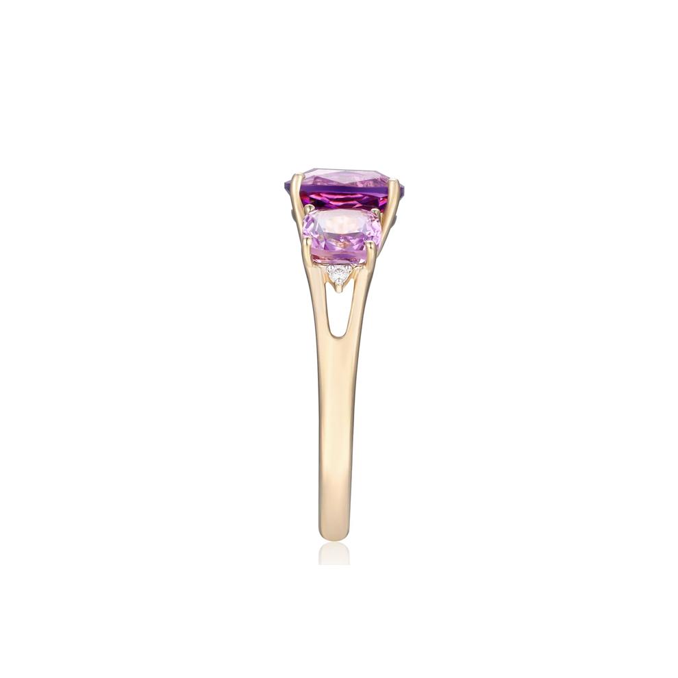 Rose de France Amethyst and Diamond Ring in 10K Yellow Gold – Image 3 of 3