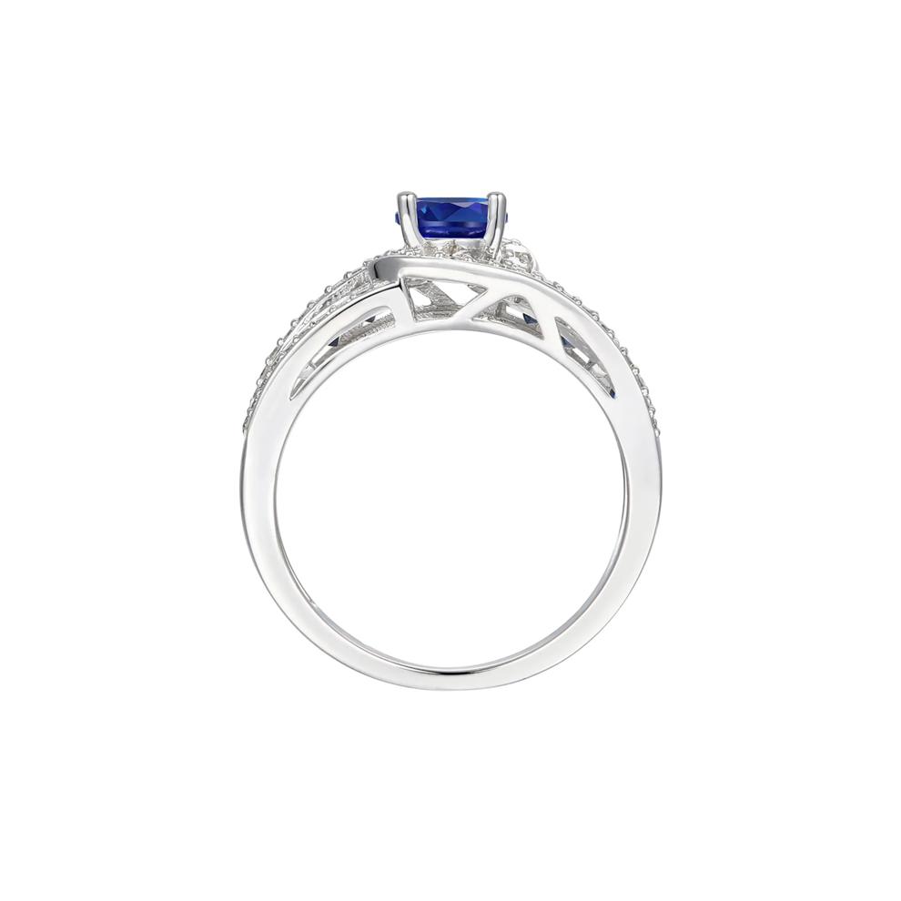 Blue Sapphire and Diamond Band in 10K White Gold (3/8 ct. tw.) – Image 2 of 3
