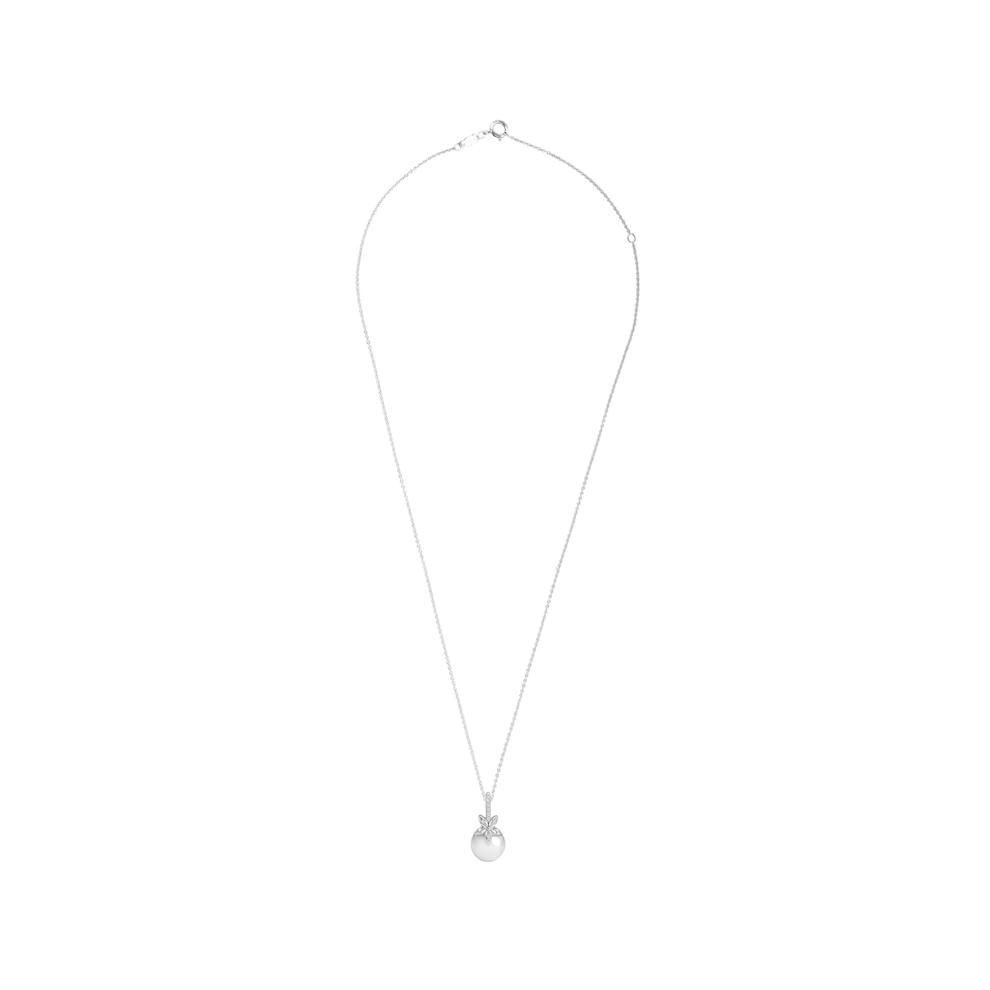 Freshwater Cultured Pearl &amp; Diamond Accent Floral Pendant in Sterling Silver – Image 3 of 4