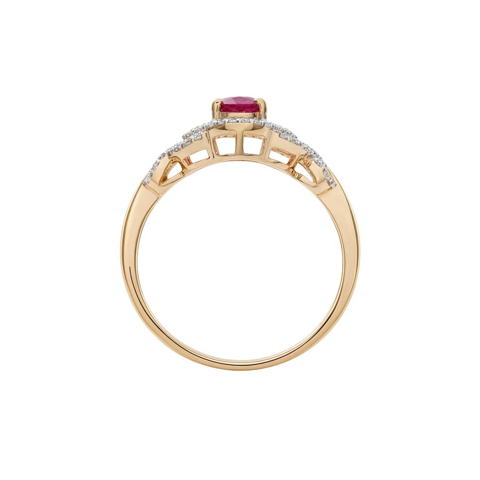 Ruby &amp; Diamond Twist Shank Ring in 10K Yellow Gold (1/7 ct. tw.) – Image 2 of 4