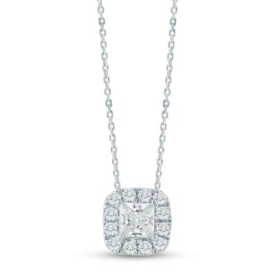 Lab Grown Diamond Halo Pendant in 14K White Gold (1/2 ct. tw.)