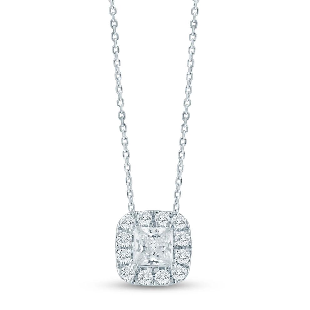Lab Grown Diamond Halo Pendant in 14K White Gold (1/2 ct. tw.) – Image 1 of 3