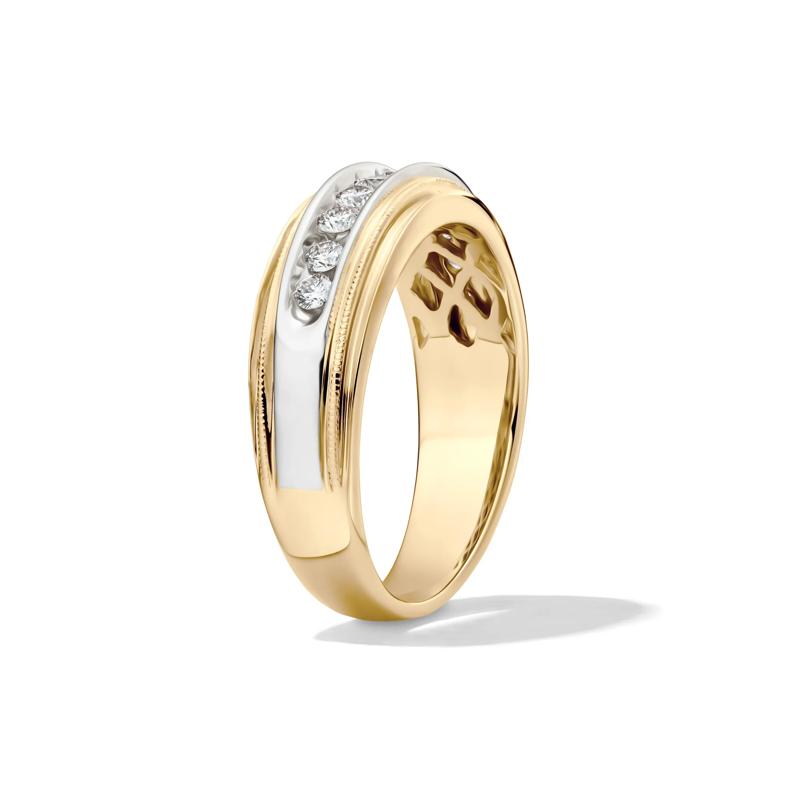 Men&#39;s 1/2 ct. tw. Diamond Band in 14K Yellow &amp; White Gold  – Image 3 of 4