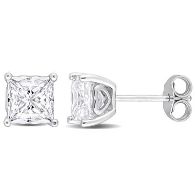 Lab-Created Moissanite Square Solitaire Stud Earrings in Sterling Silver (2 1/2 ct. dew)