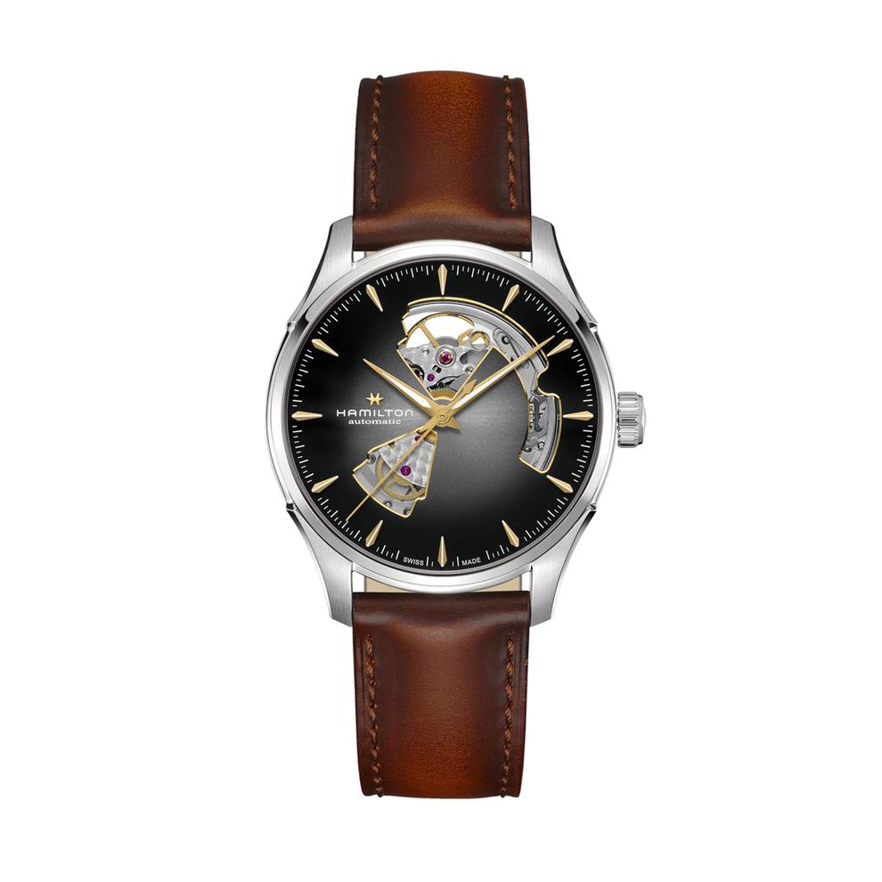 Jazzmaster Open Heart Watch with Brown Leather Strap – Image 1 of 3