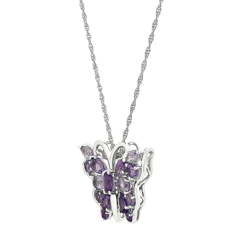 Amethyst Butterfly Pendant in Sterling Silver – Image 2 of 4